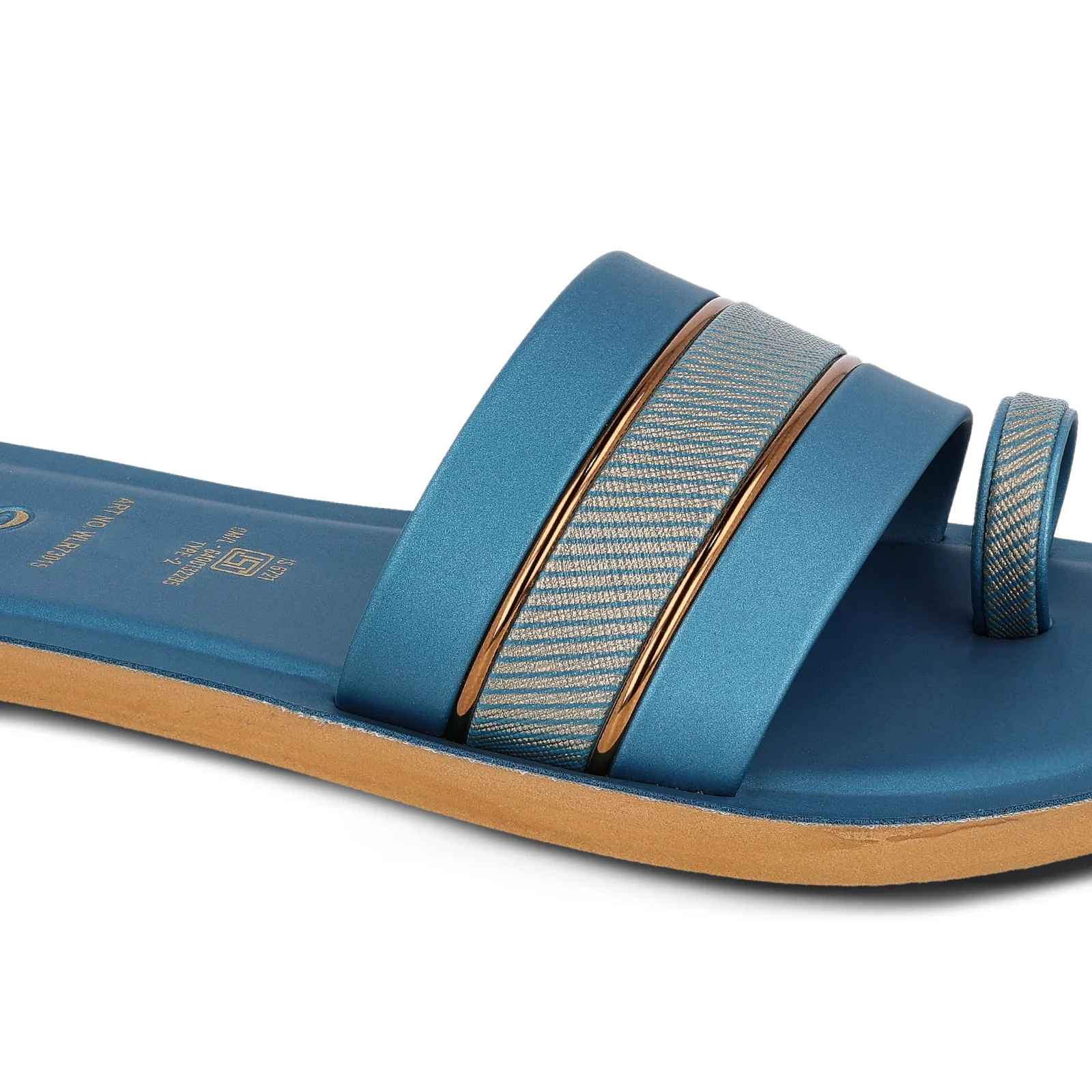 Women's Slide Sandals - WLR73015 Peacock Blue - Image 4