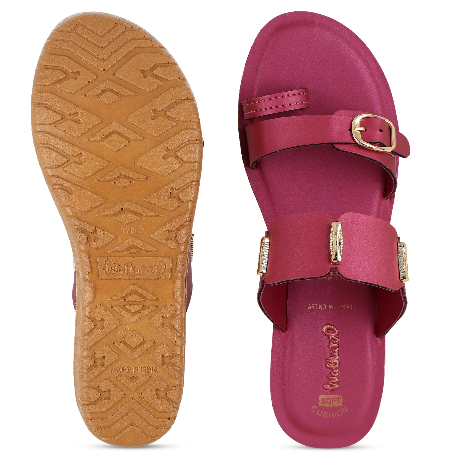 Women's Wedge Heel Sandals  - WLR74020 Maroon - Image 2