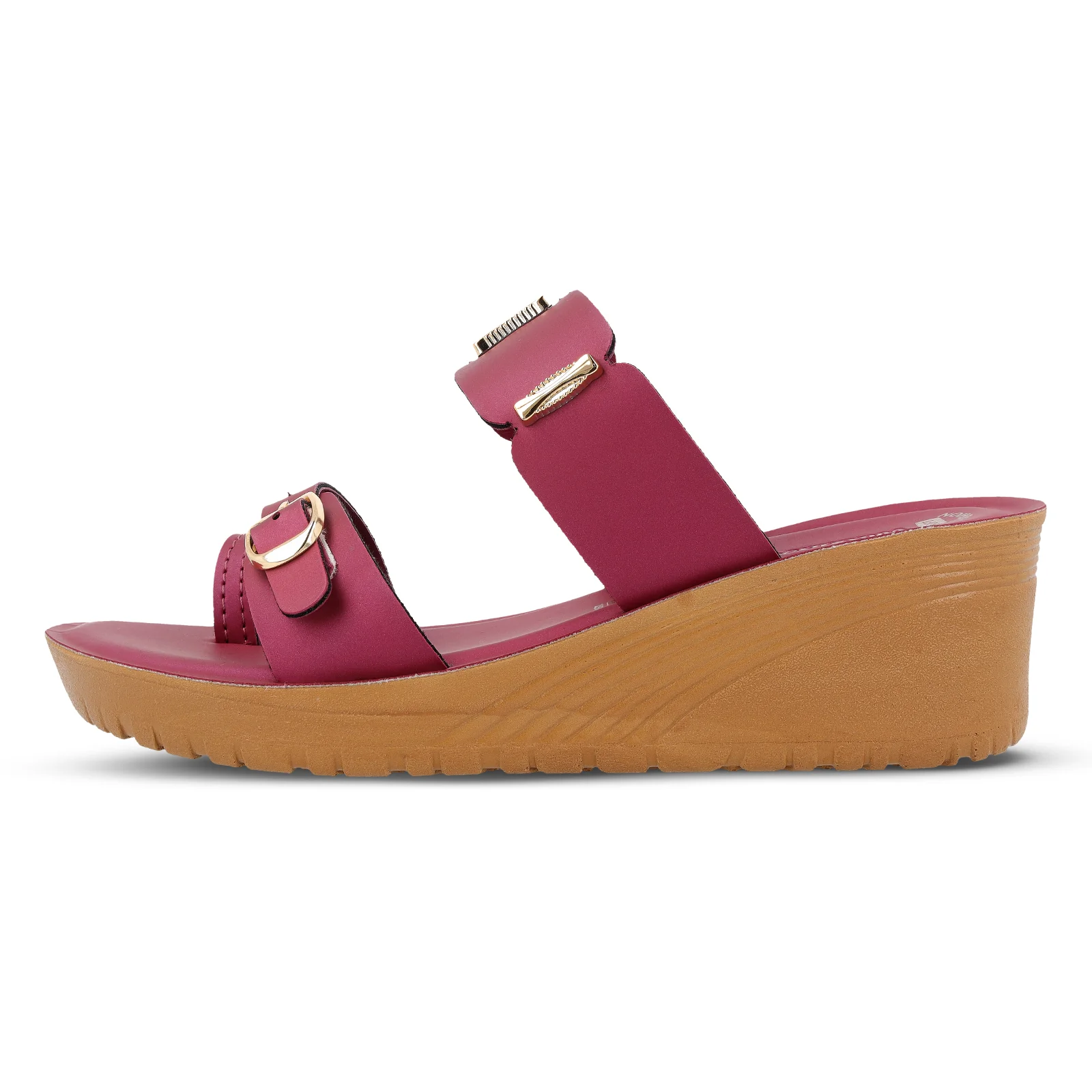 Women's Wedge Heel Sandals  - WLR74020 Maroon - Image 3