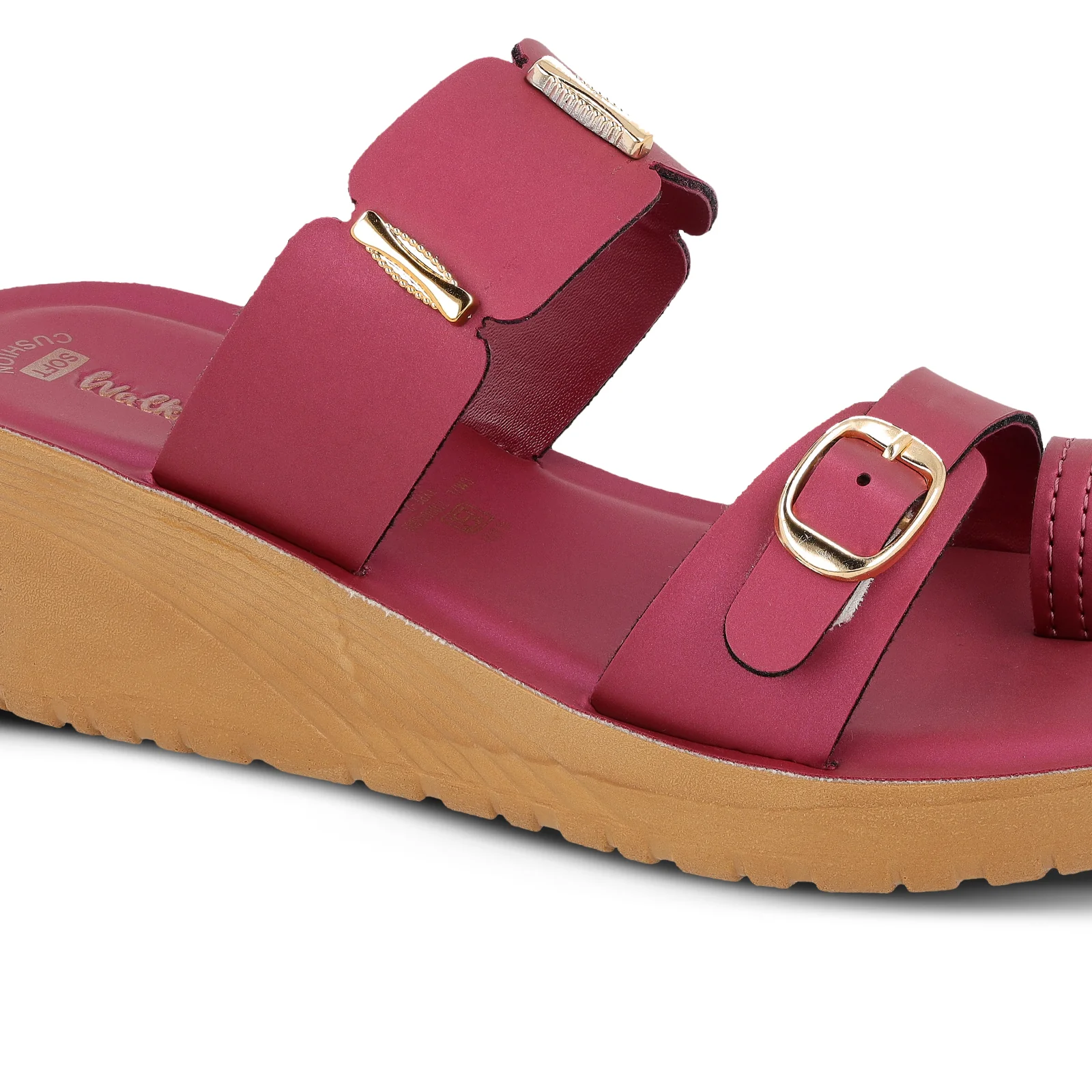 Women's Wedge Heel Sandals  - WLR74020 Maroon - Image 4