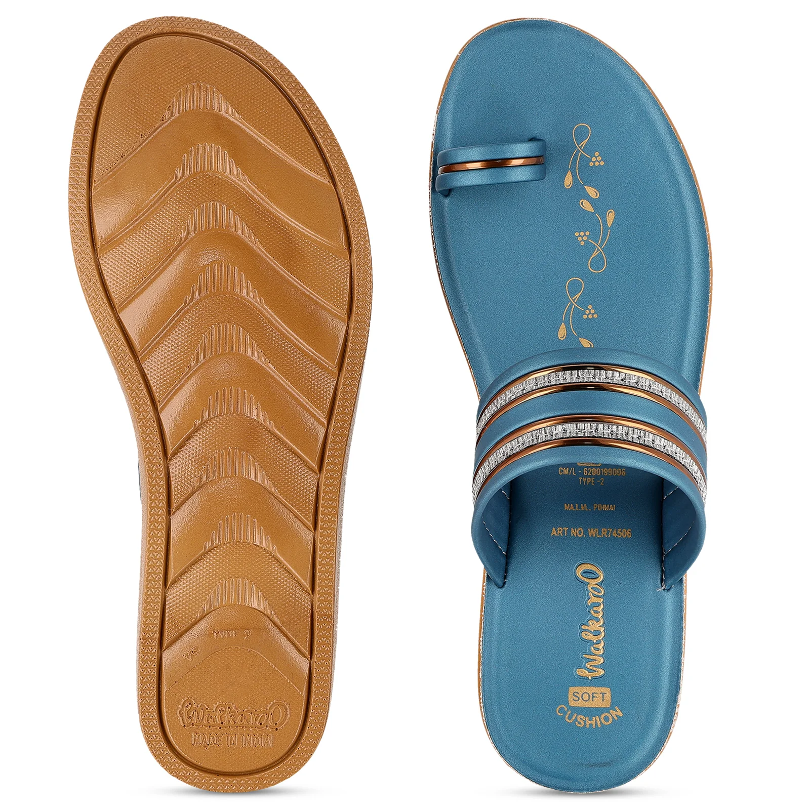 Women's Wedge Heel Sandals  - WLR74506 Peacock Blue - Image 2